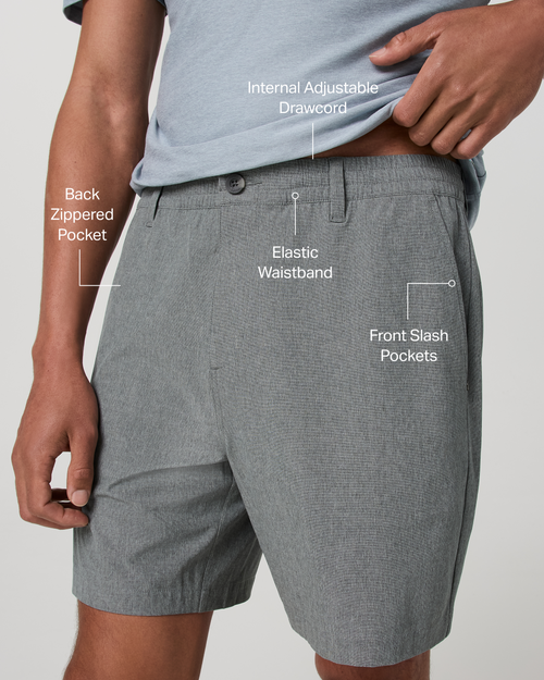 Aim Elastic Waist Short 7 | Concrete Linen Texture
