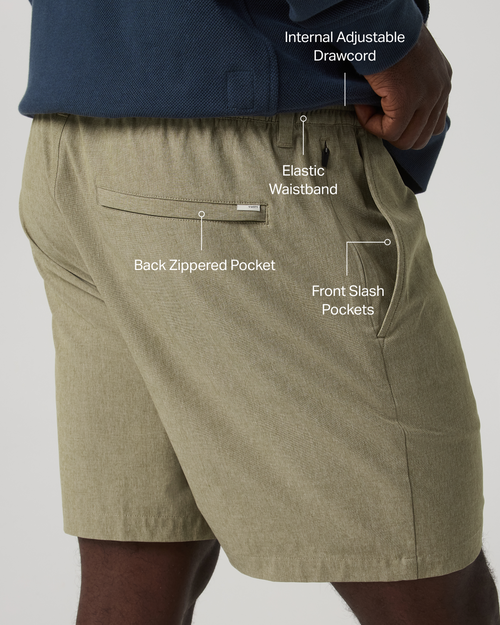 Aim Elastic Waist Short 7 | Artichoke Linen Texture