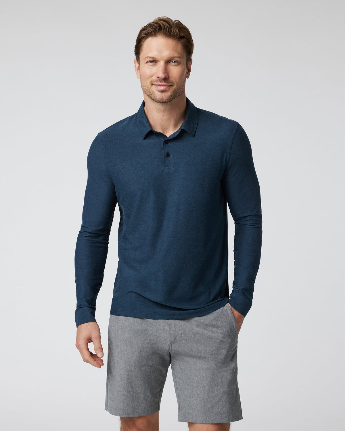 Long Sleeve Strato Tech Polo | Navy Heather