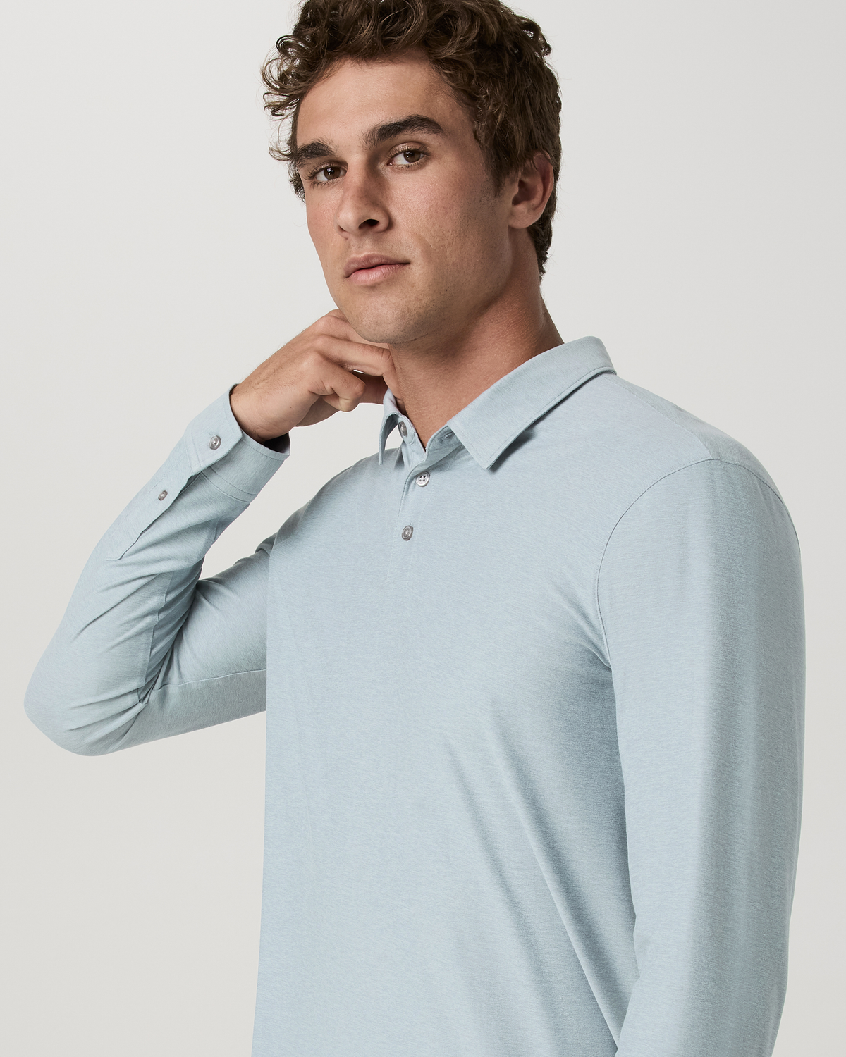 Long Sleeve Strato Tech Polo | Raindrop Heather