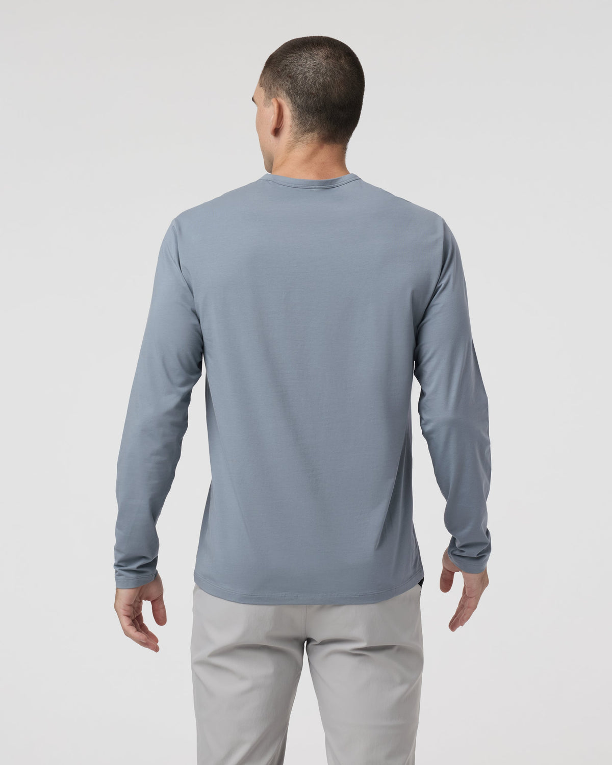 Long Sleeve Mens Feather Tee | Dusty Blue