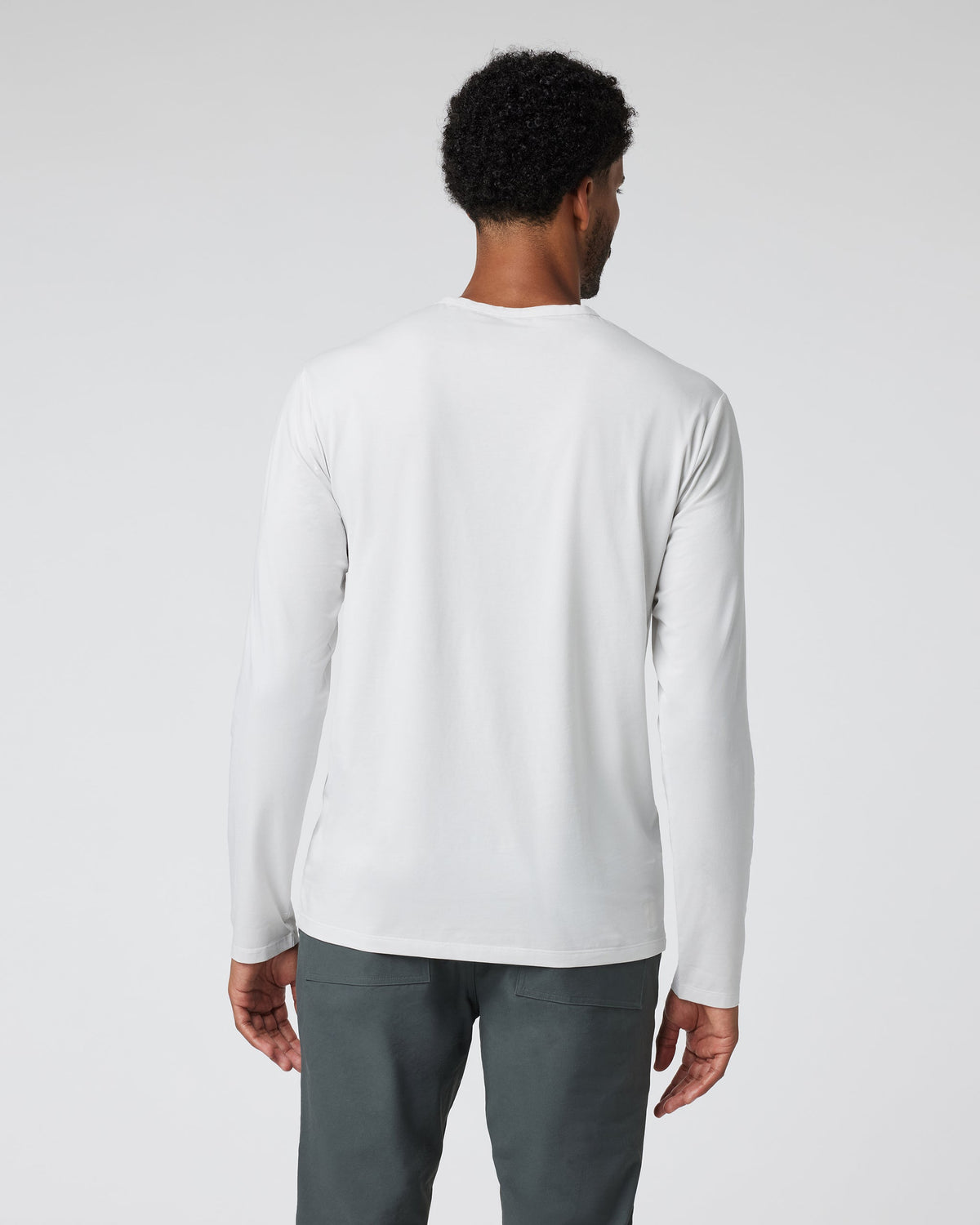 Long Sleeve Mens Feather Tee | Frost Grey