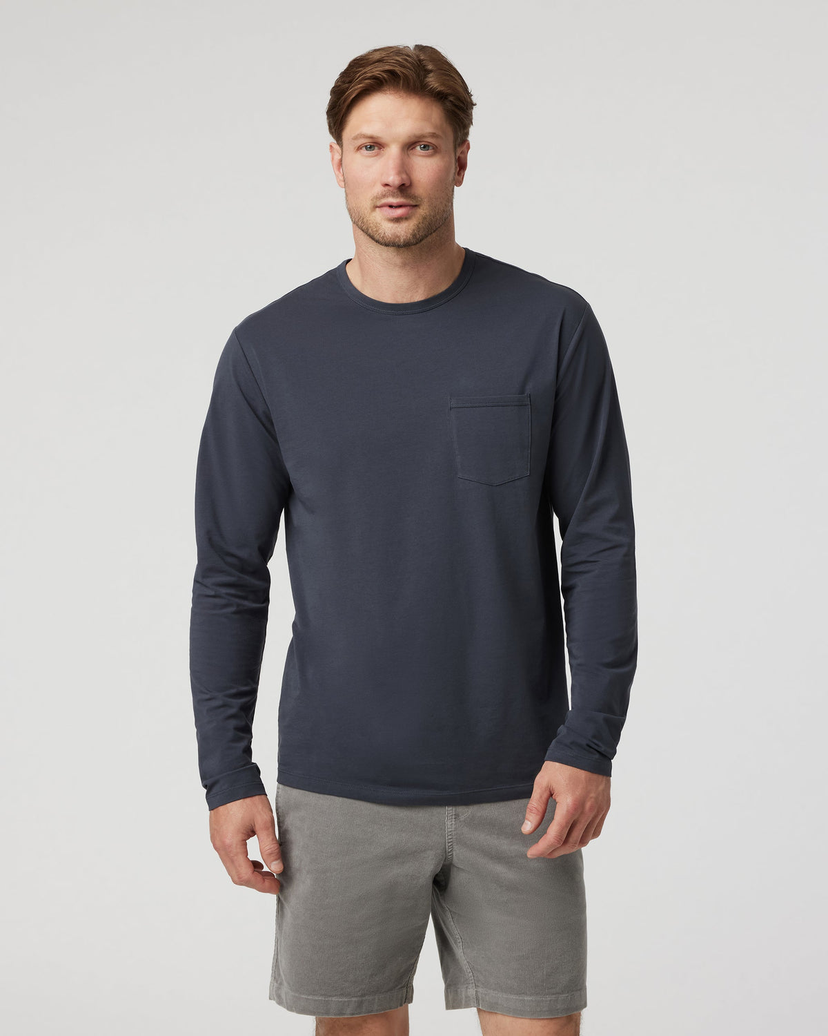 Long Sleeve Mens Feather Tee | Navy
