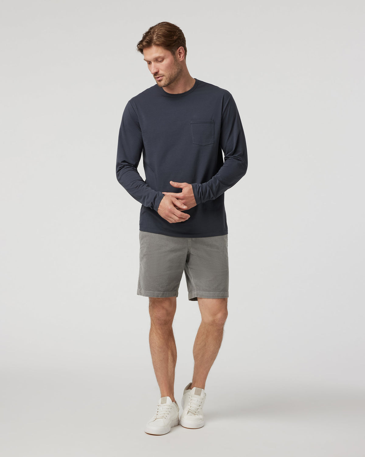 Long Sleeve Mens Feather Tee | Navy