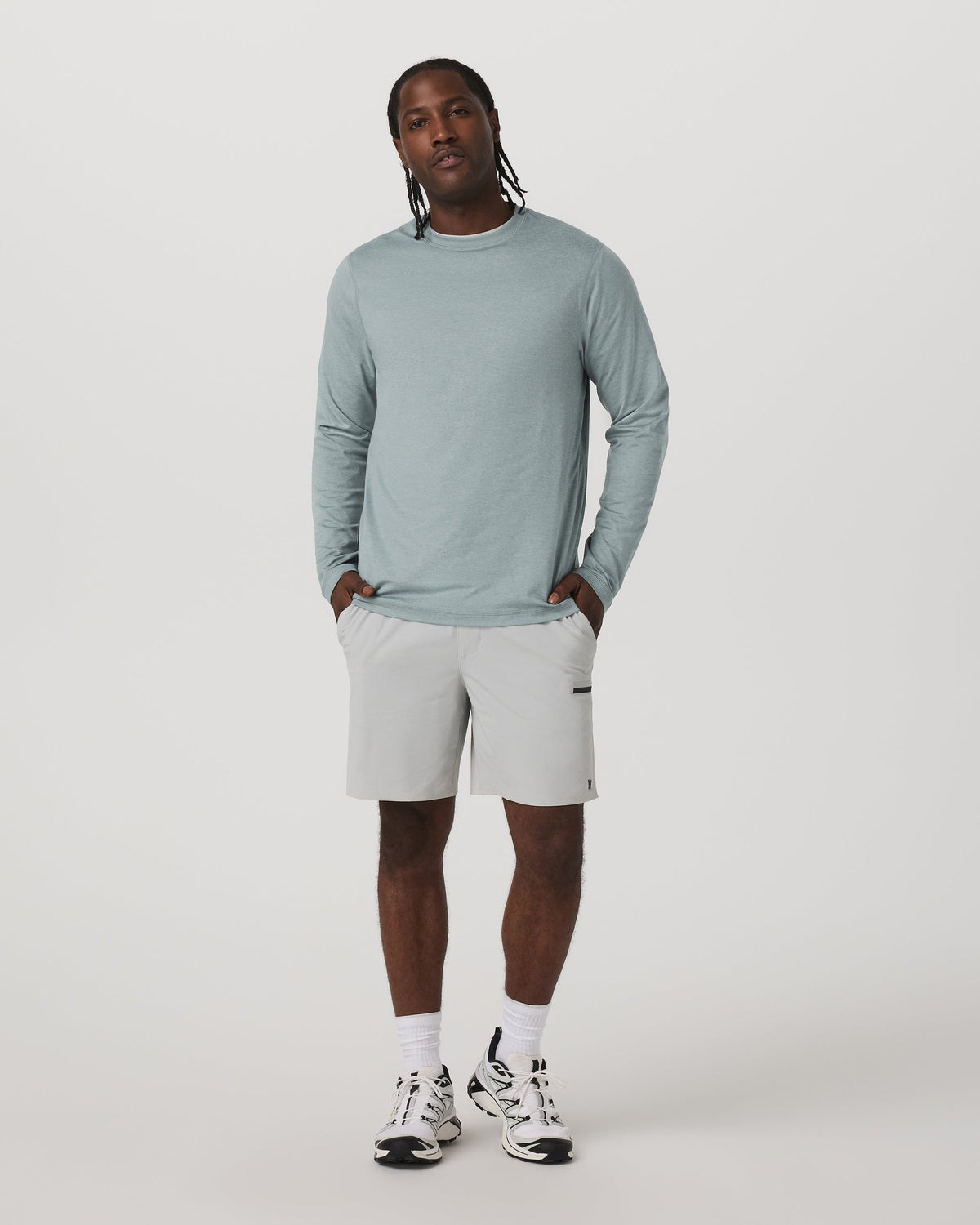 Long Sleeve Ponto Performance Tee | Misty Blue Heather