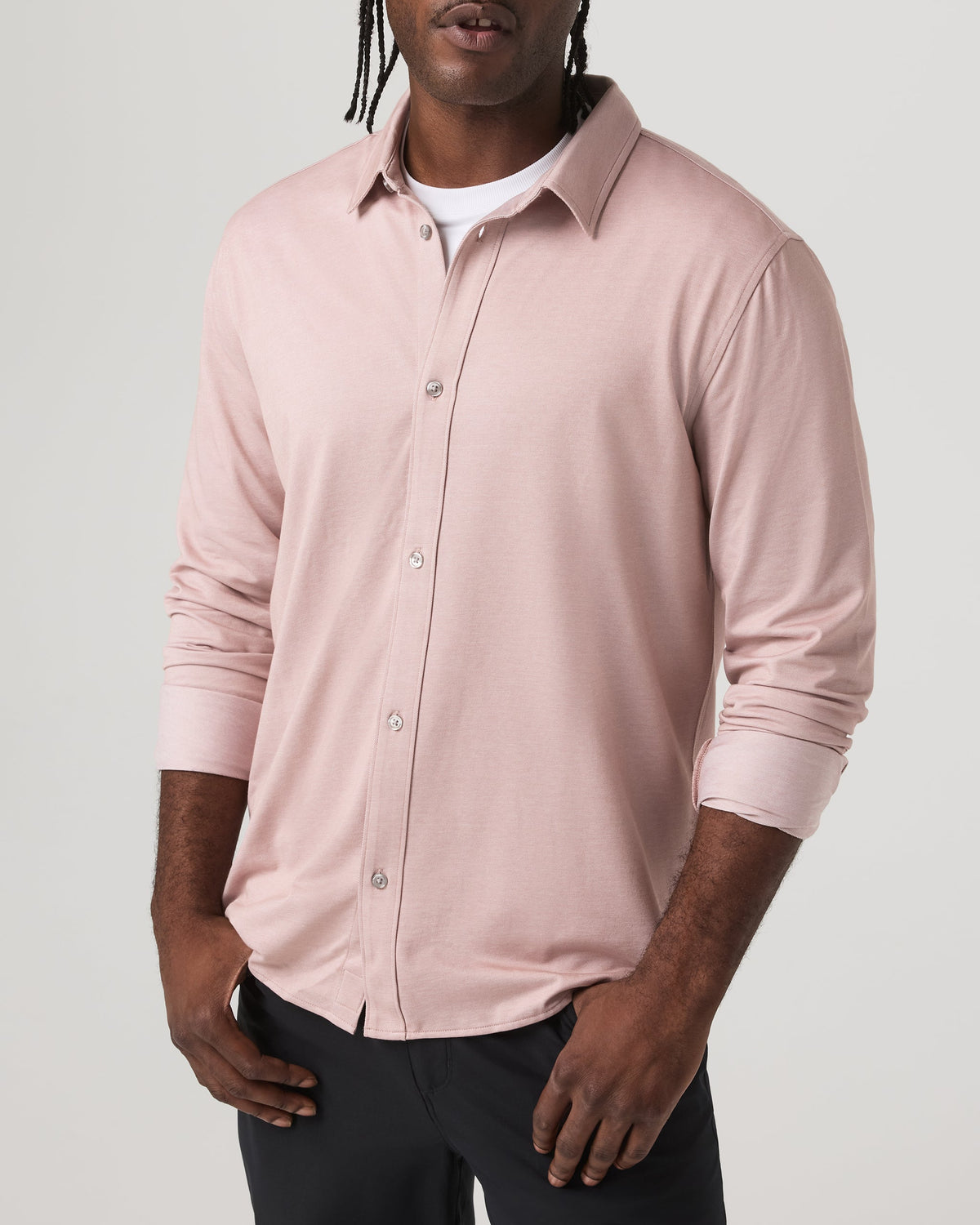 Long Sleeve Knit Oxford Button Down - Classic Fit | Mauve