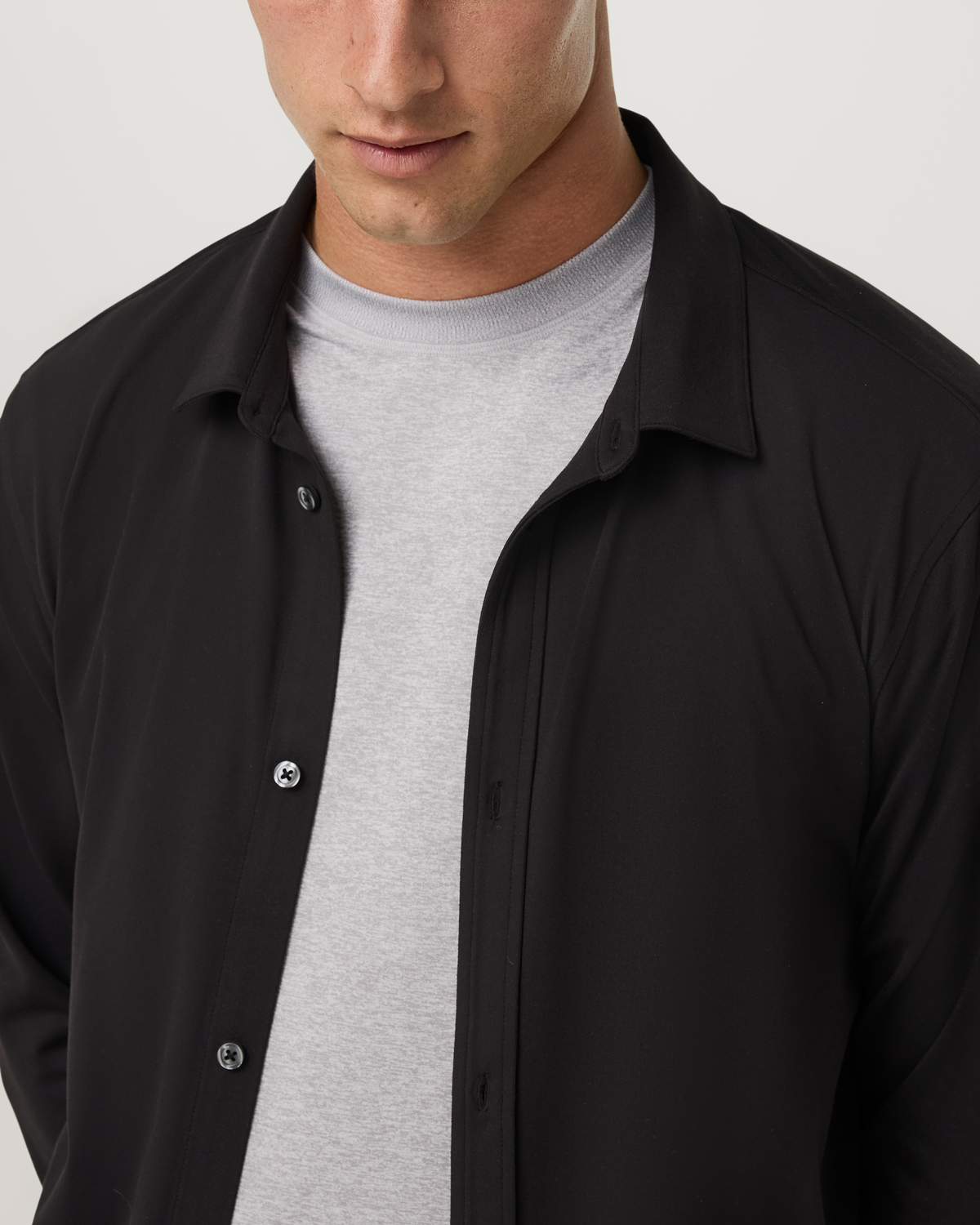 Long Sleeve Ponto Button Down Shirt | Black