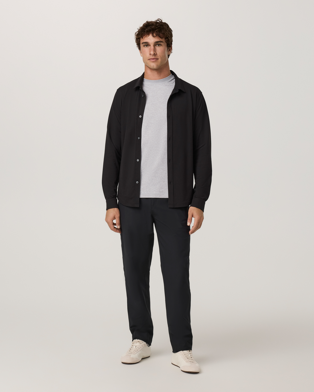 Long Sleeve Ponto Button Down Shirt | Black