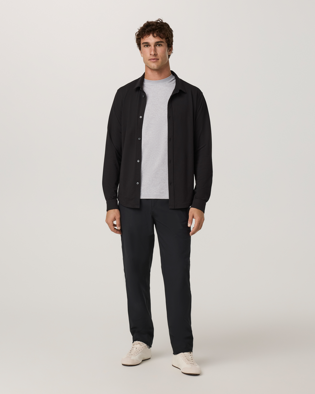 Long Sleeve Ponto Button Down Shirt | Black