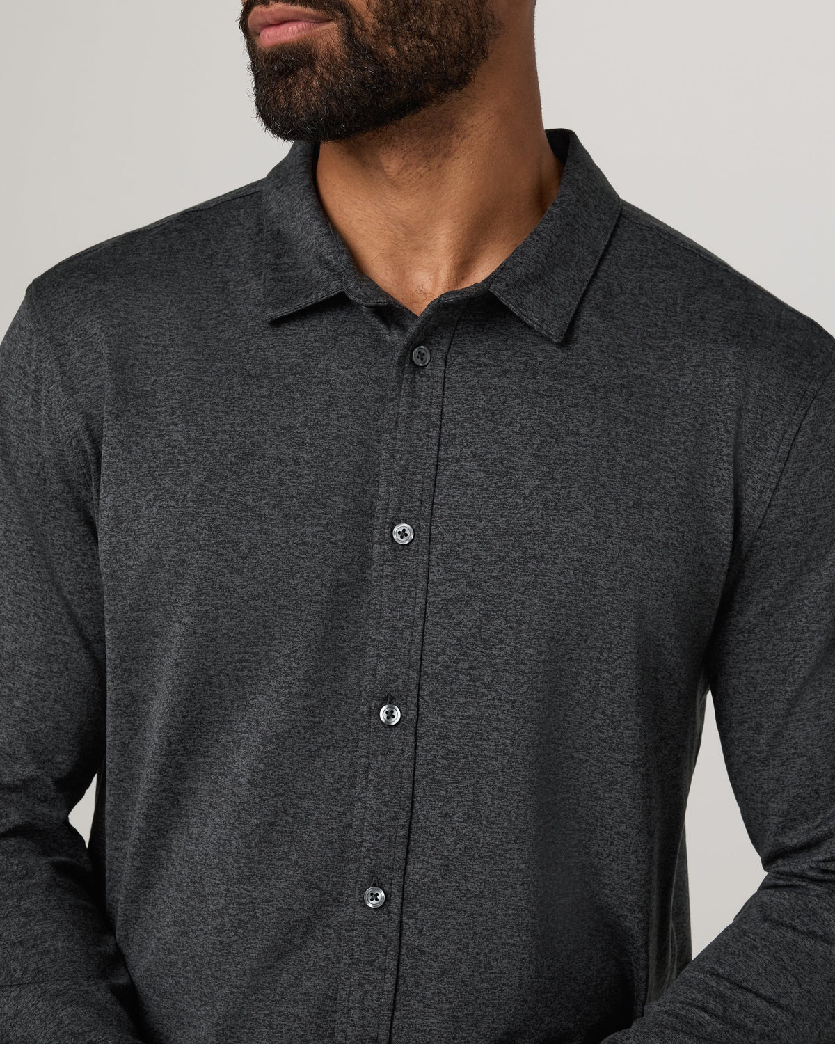 Long Sleeve Ponto Button Down Shirt | Charcoal Heather