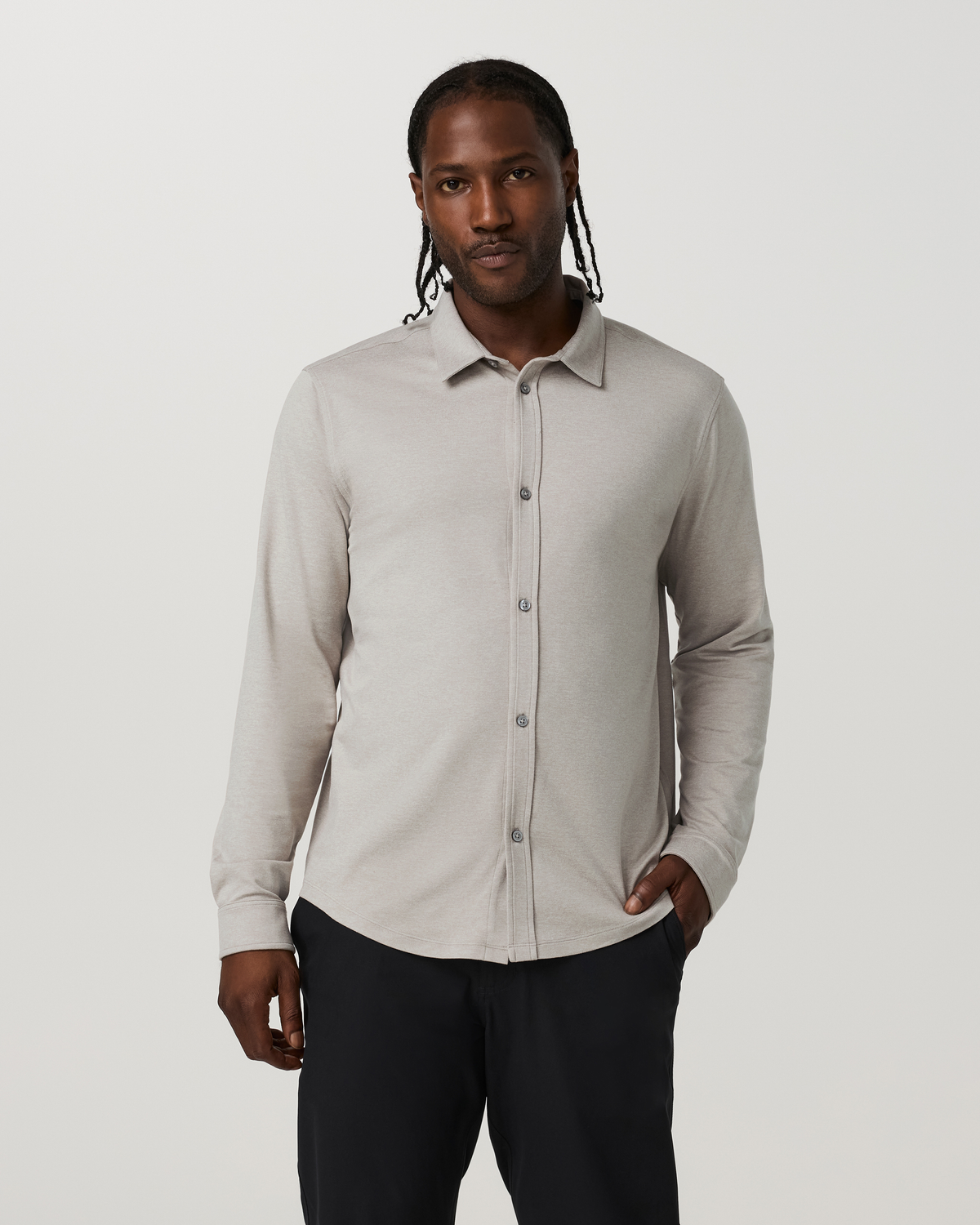 Long Sleeve Ponto Button Down | Dark Salt Heather