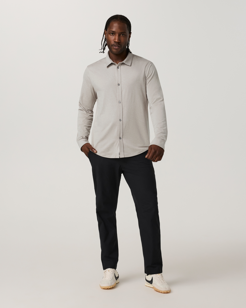 Long Sleeve Ponto Button Down | Dark Salt Heather