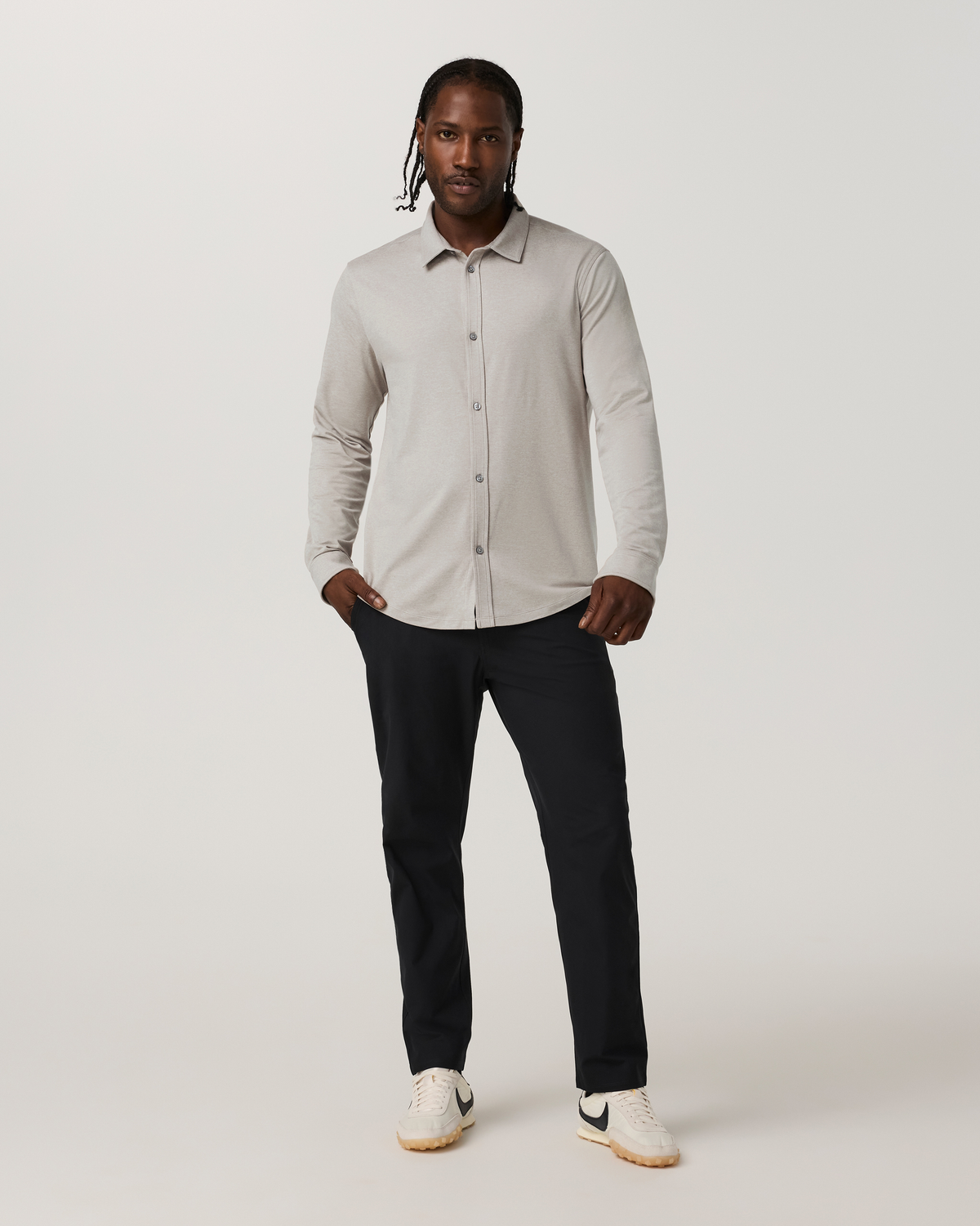 Long Sleeve Ponto Button Down | Dark Salt Heather