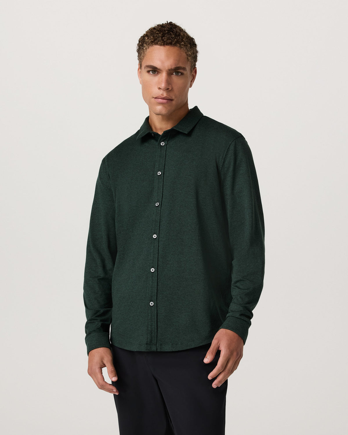 Long Sleeve Ponto Button Down Shirt | Evergreen Heather