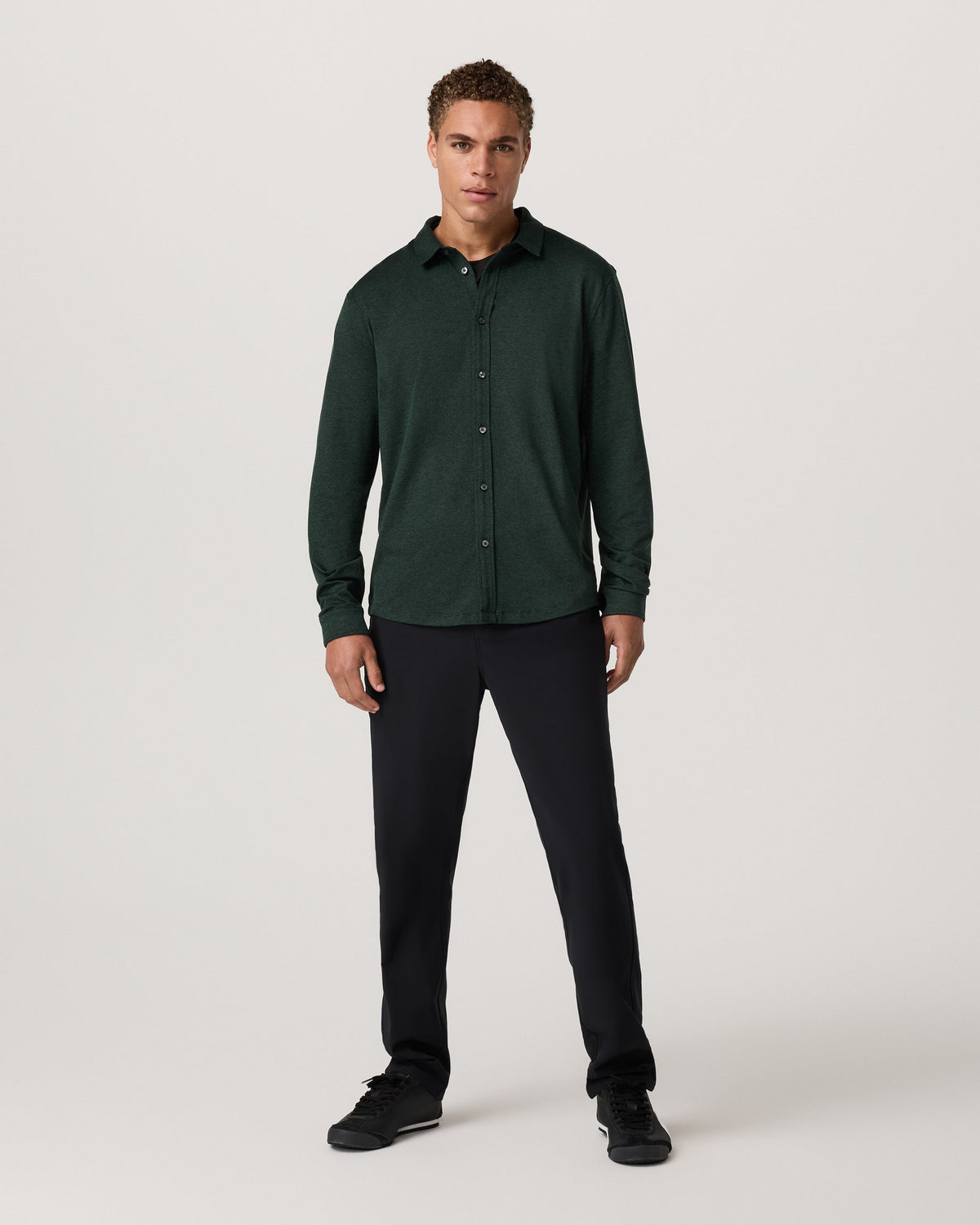Long Sleeve Ponto Button Down Shirt | Evergreen Heather