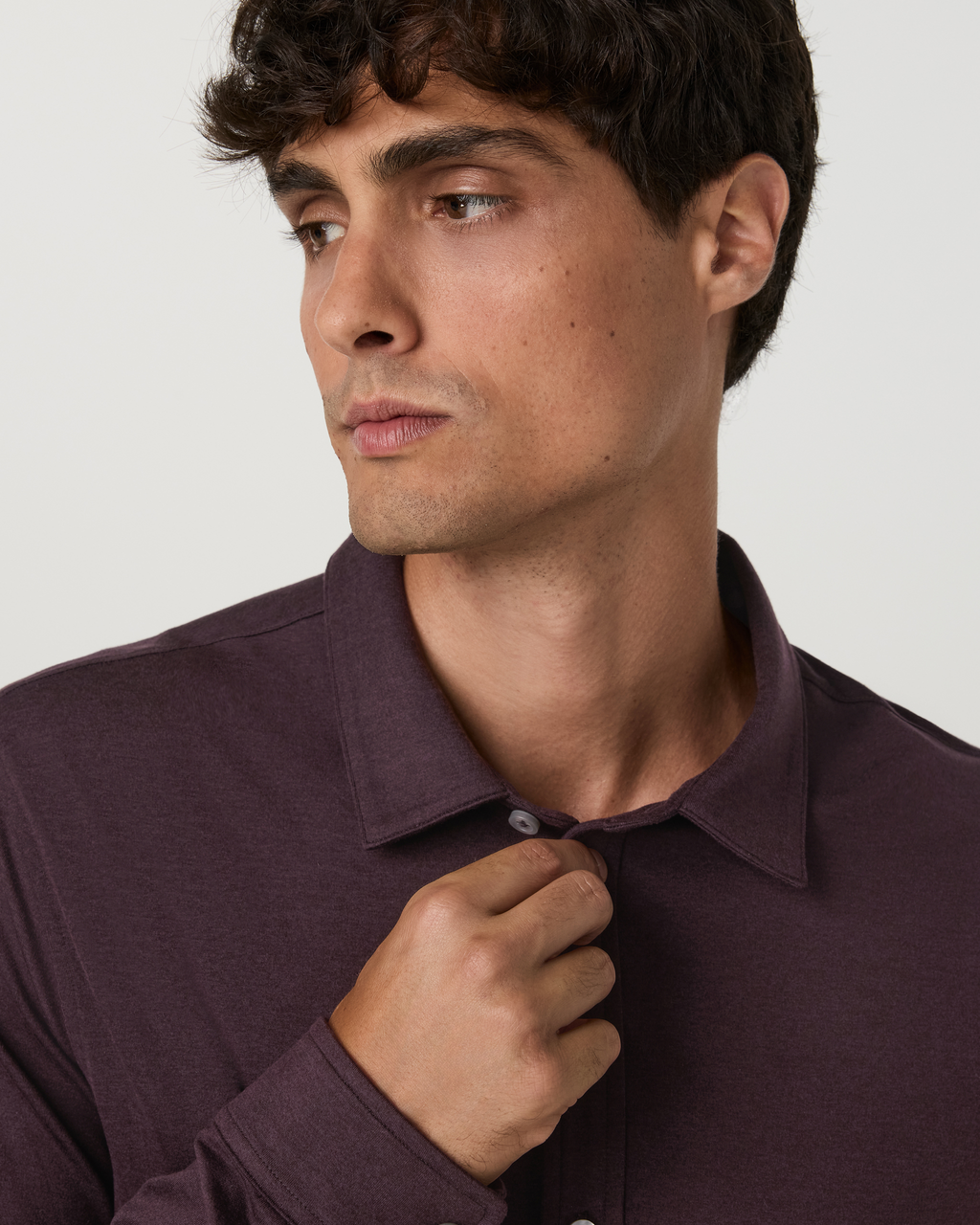 Long Sleeve Ponto Button Down Shirt | Raisin Heather