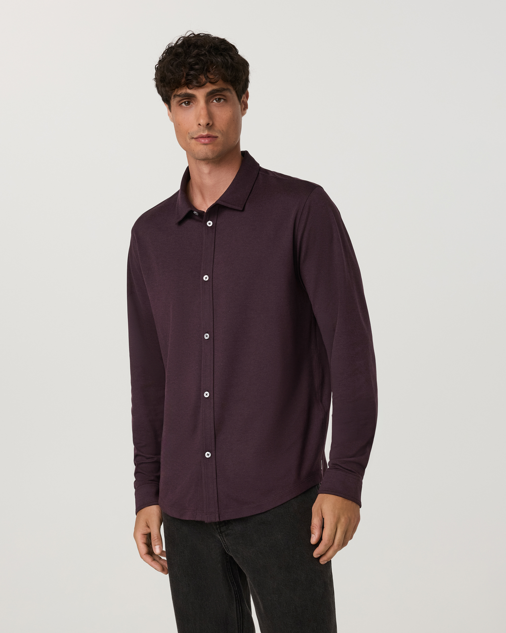 Long Sleeve Ponto Button Down Shirt | Raisin Heather