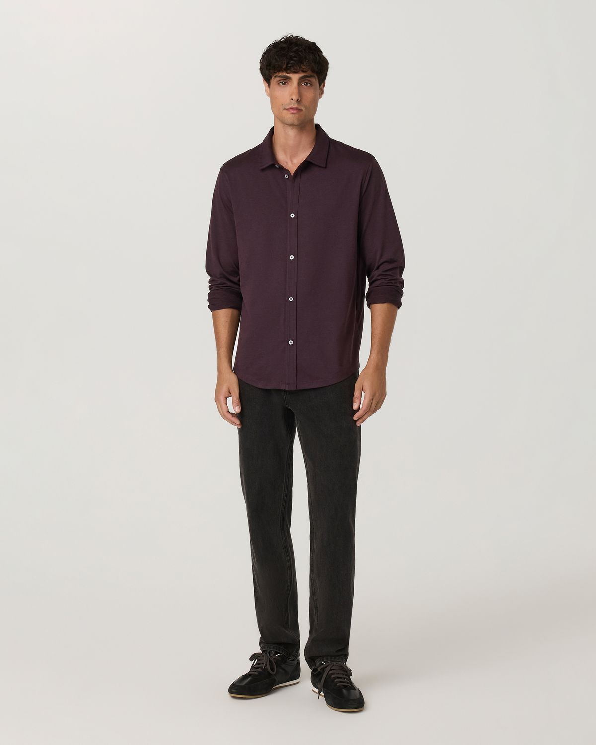 Long Sleeve Ponto Button Down Shirt | Raisin Heather