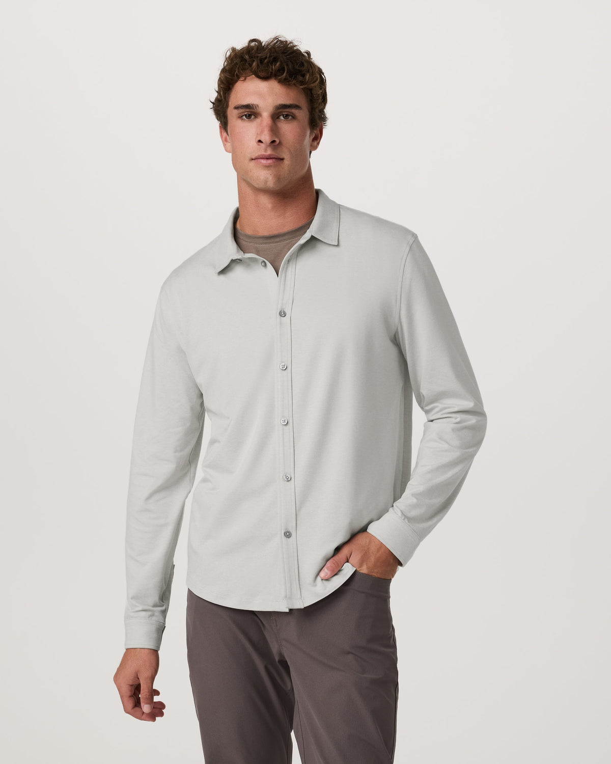 Long Sleeve Ponto Button Down Shirt | Salt Heather