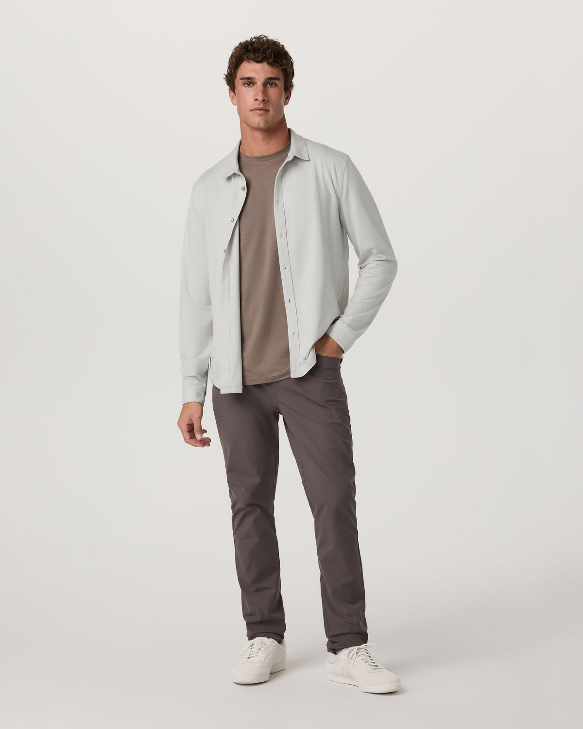 Long Sleeve Ponto Button Down Shirt | Salt Heather