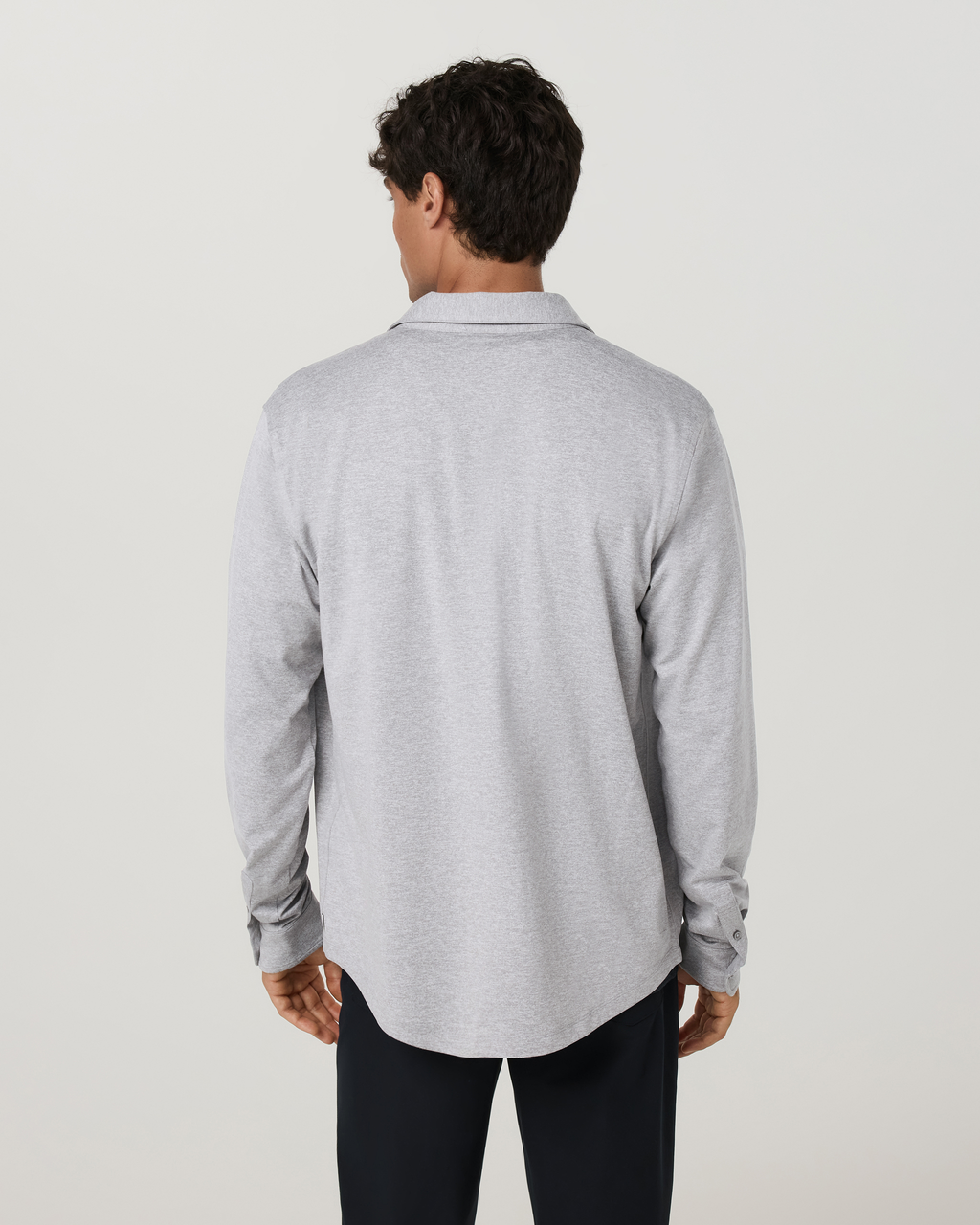 Long Sleeve Ponto Button Down Shirt | Light Heather Grey