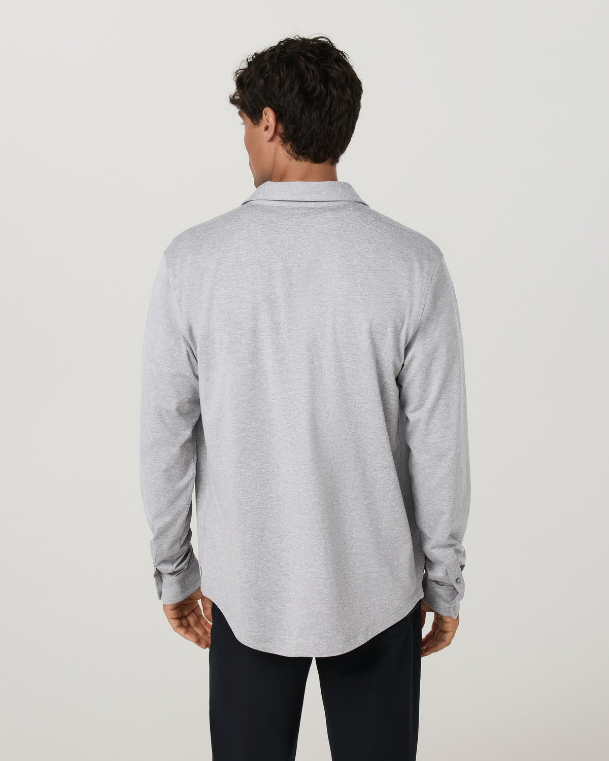 Long Sleeve Ponto Button Down Shirt | Light Heather Grey