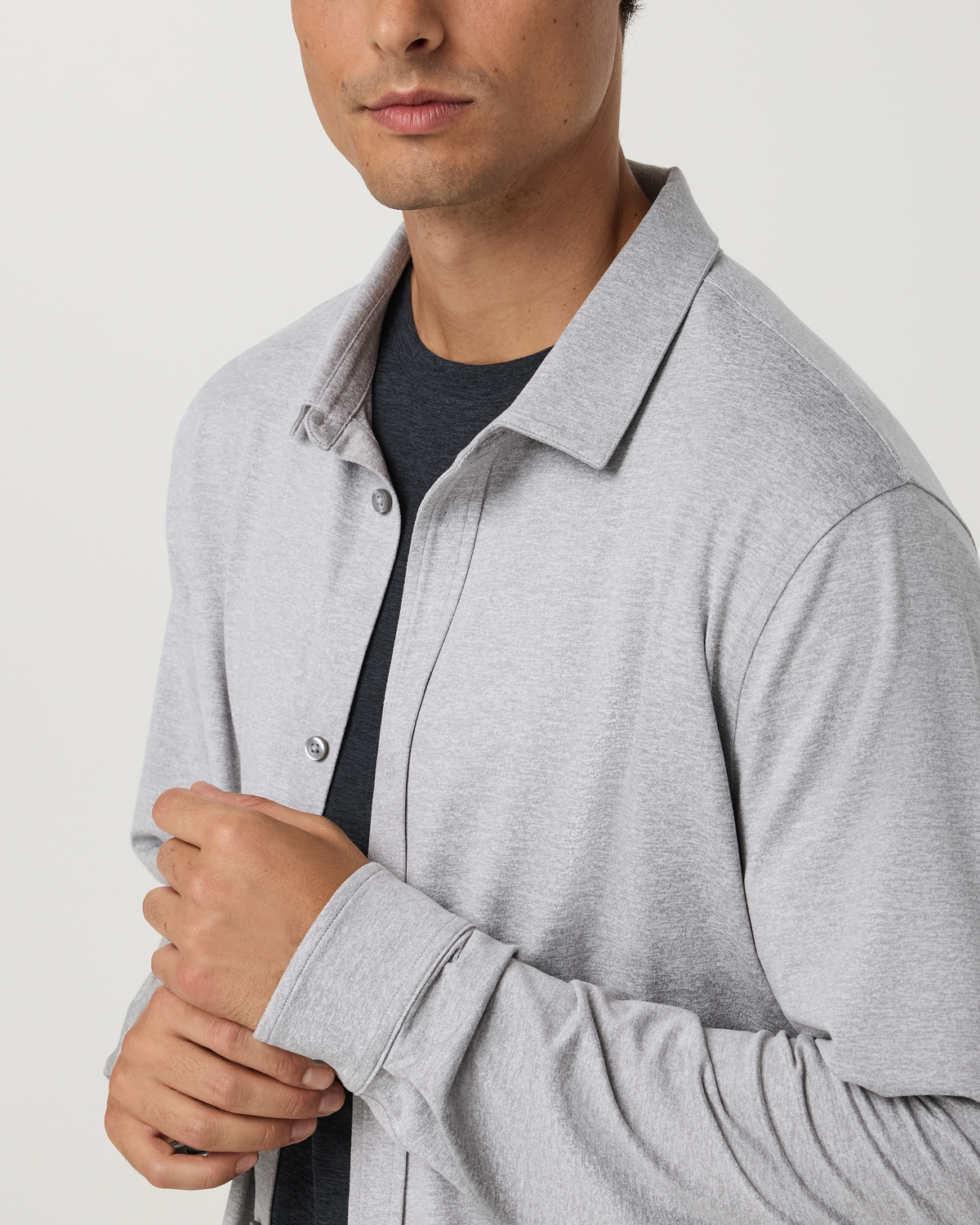 Long Sleeve Ponto Button Down Shirt | Light Heather Grey