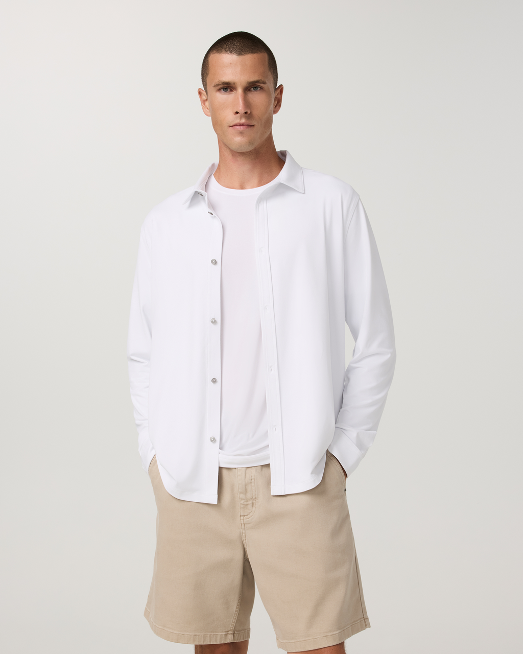 Long Sleeve Ponto Button Down Shirt | White