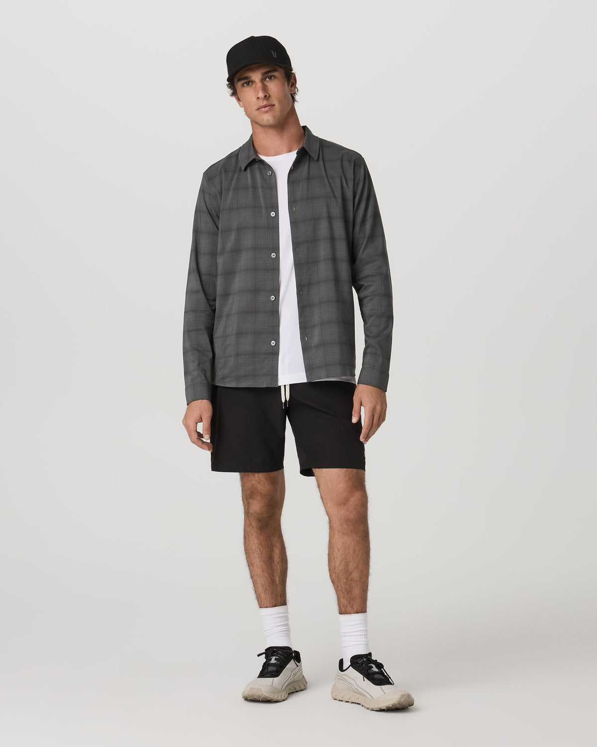 Long Sleeve Plaid Button Down Shirt | Dark Pewter