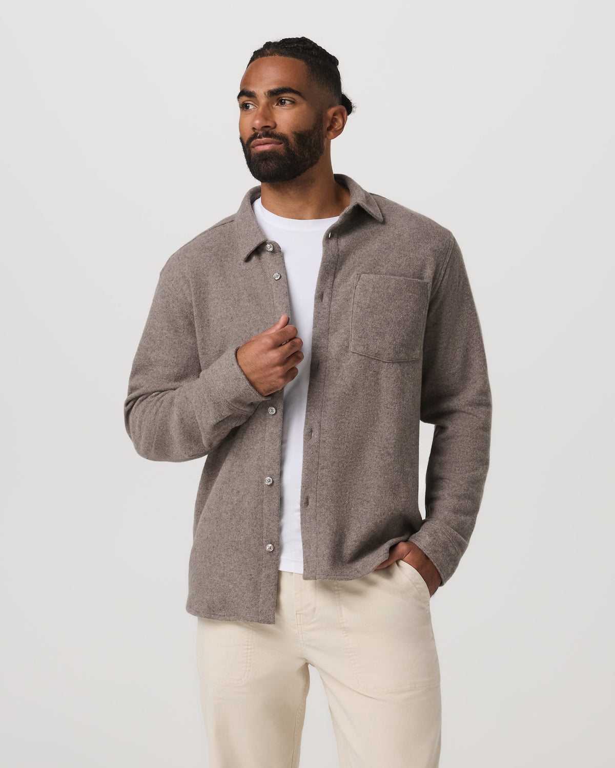 Long Sleeve Altitude Wool Button Down - Relaxed Fit | Phantom Grey