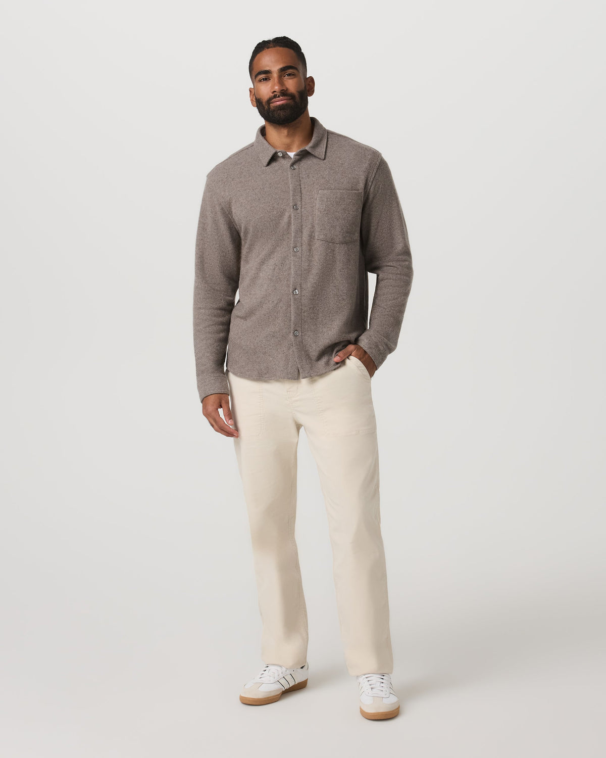 Long Sleeve Altitude Wool Button Down - Relaxed Fit | Phantom Grey