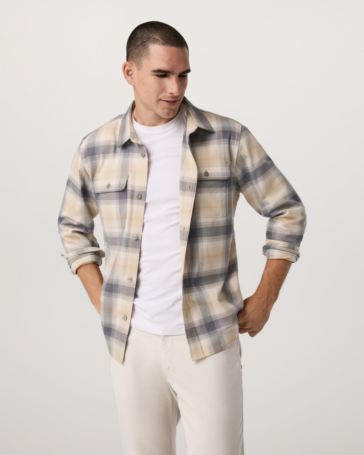 Long Sleeve Flannel Button Down Shirt | Cavern Grey