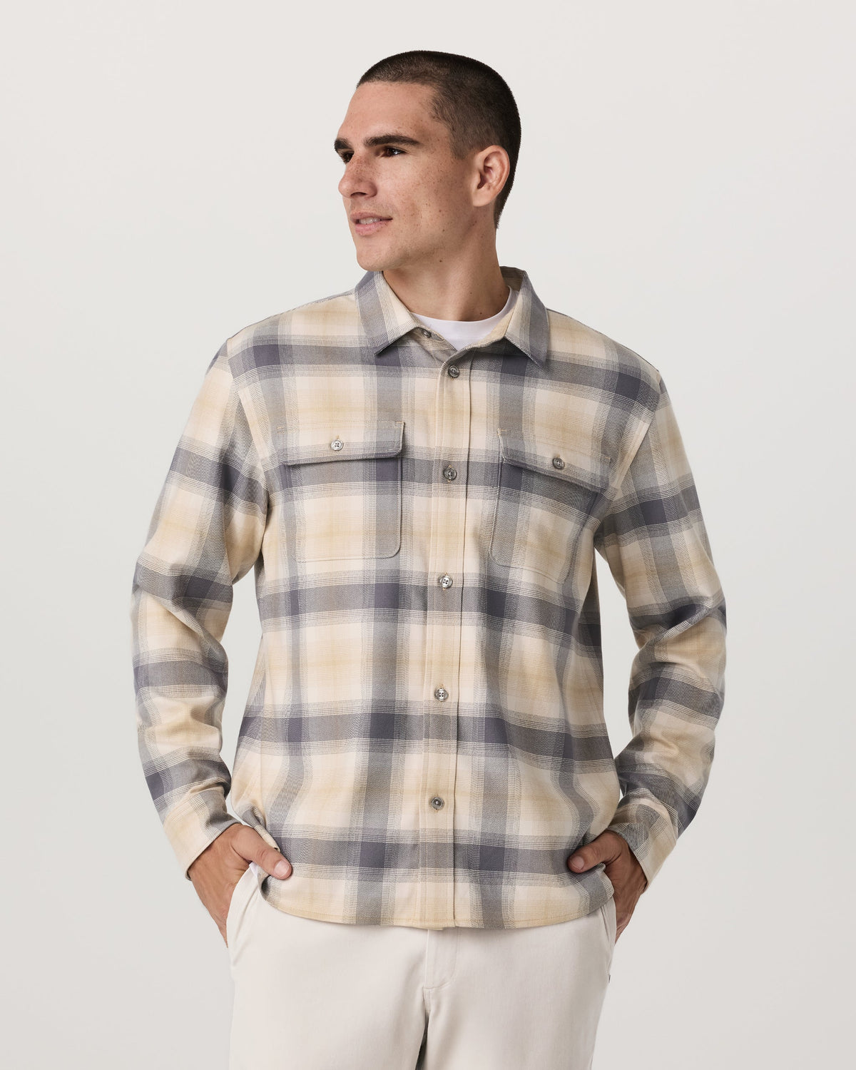 Long Sleeve Flannel Button Down Shirt | Cavern Grey