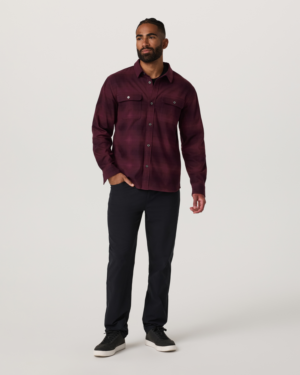 Long Sleeve Flannel Button Down Shirt | Raisin