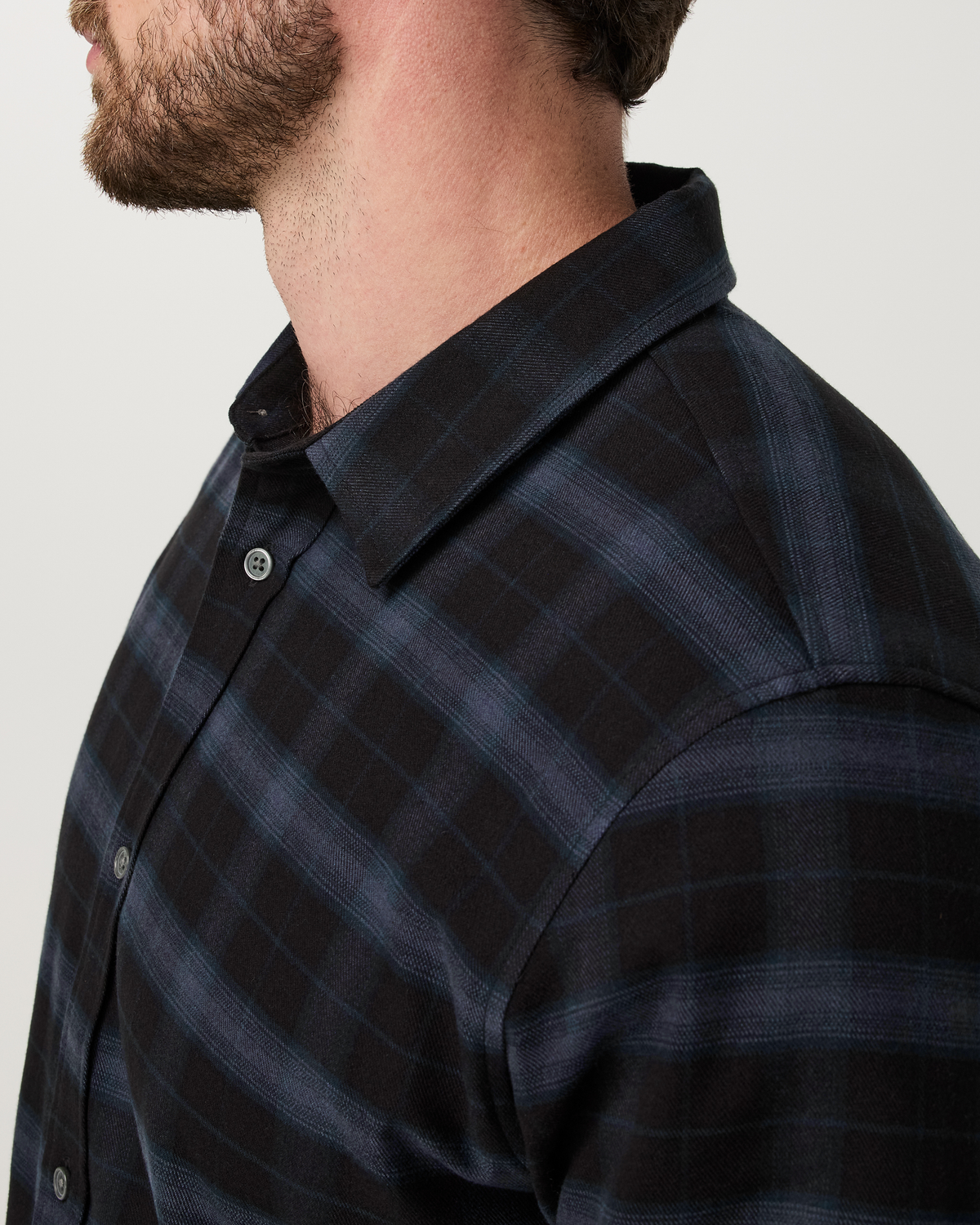 Long Sleeve Midweight Flannel Shirt | Black