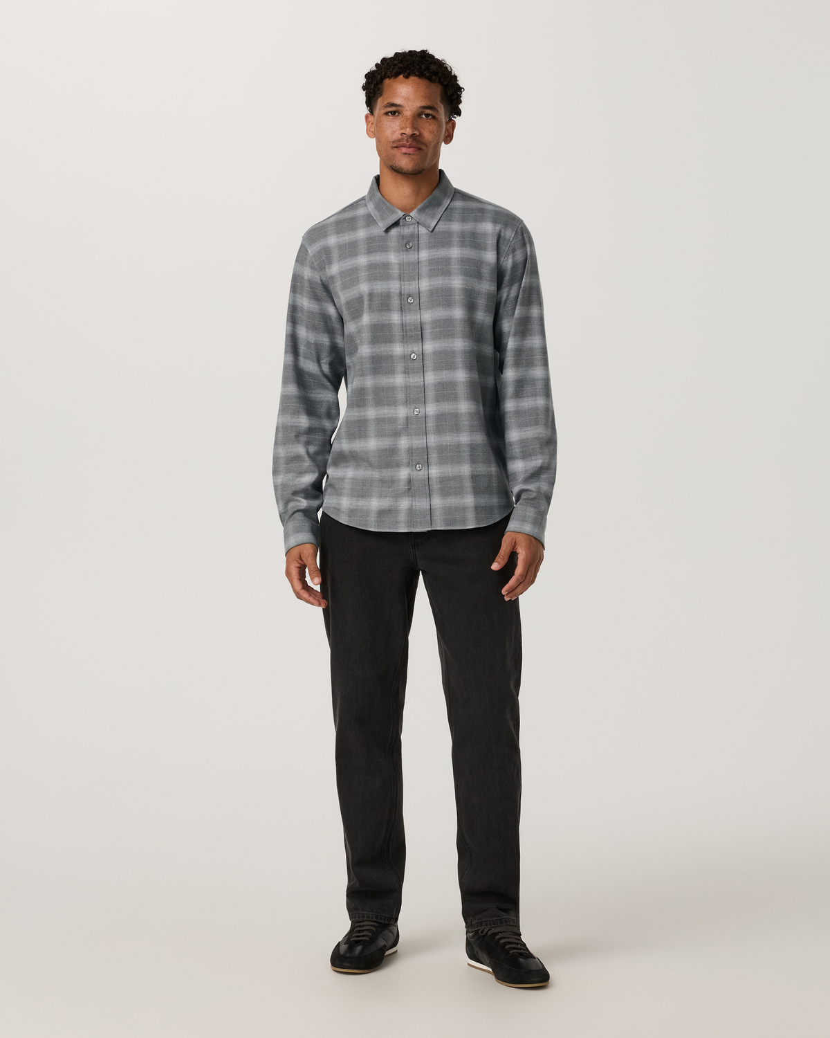 Long Sleeve Midweight Flannel Shirt | Grey Heather