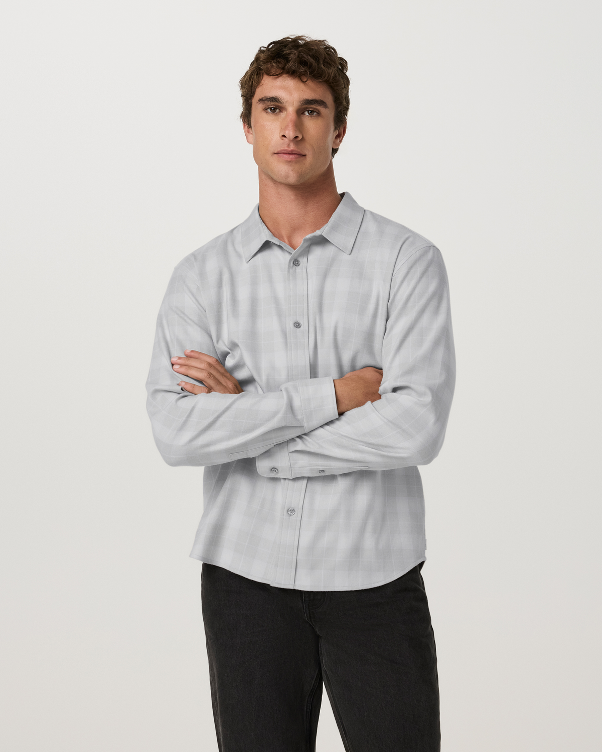 Long Sleeve Midweight Flannel Shirt | Sky Grey