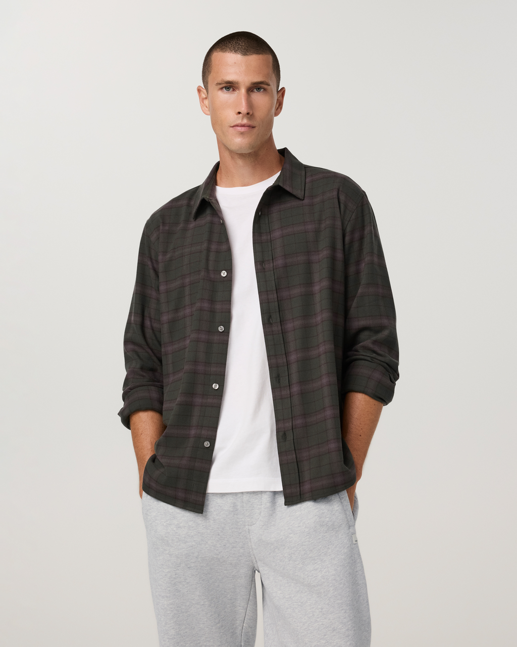 Long Sleeve Midweight Flannel Shirt | Hunter Green