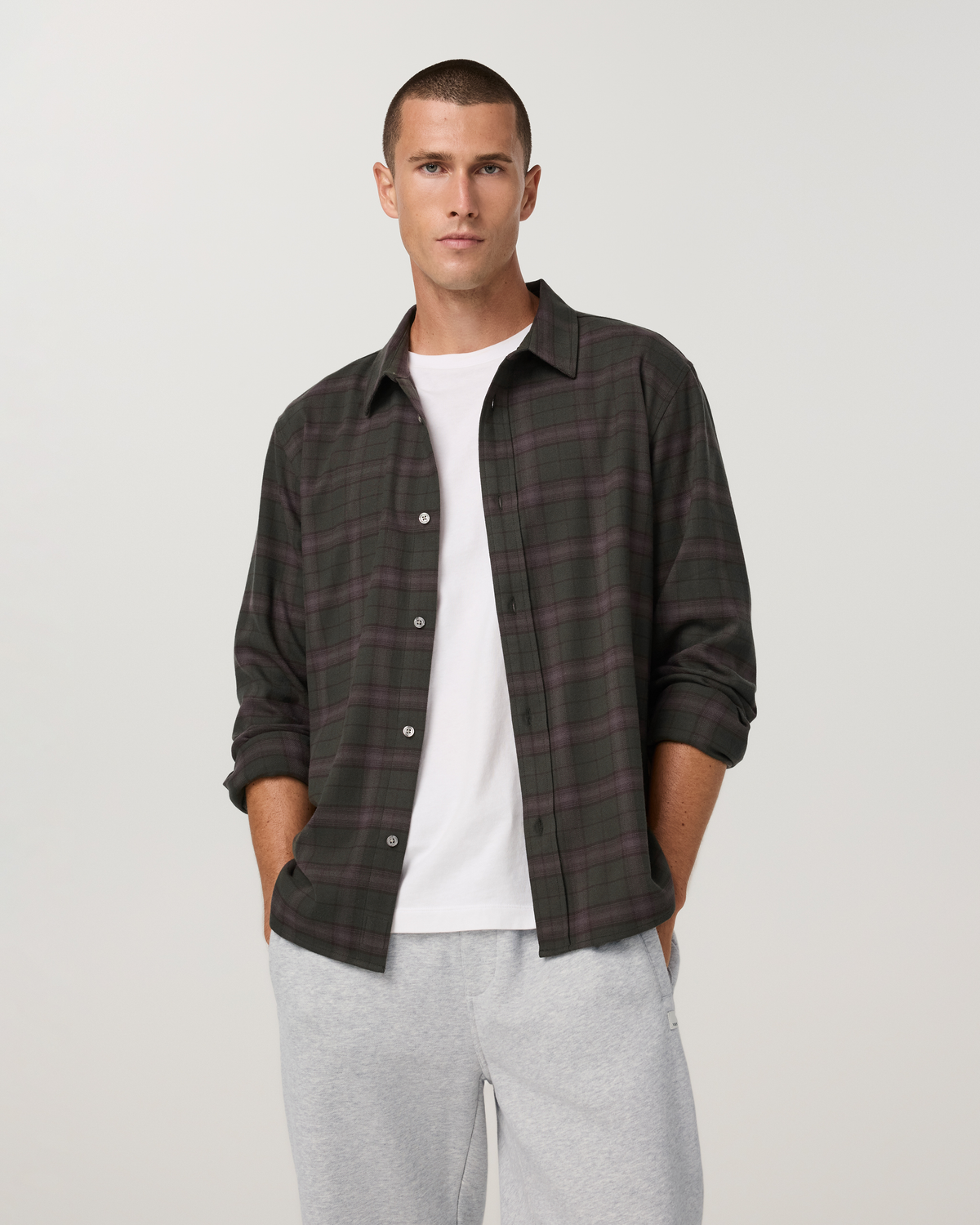 Long Sleeve Midweight Flannel Shirt | Hunter Green
