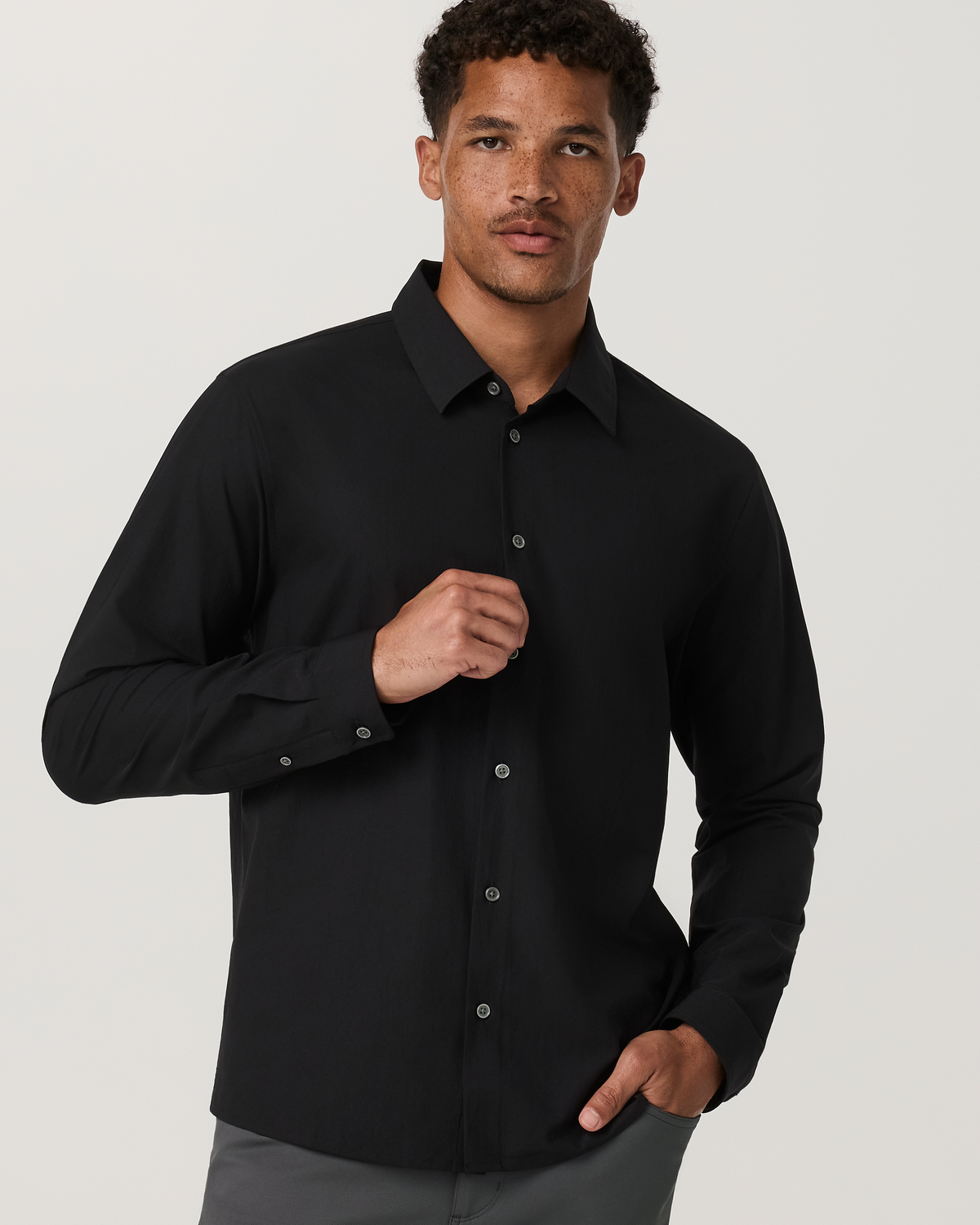 Long Sleeve Manhattan Button Down Shirt | Black