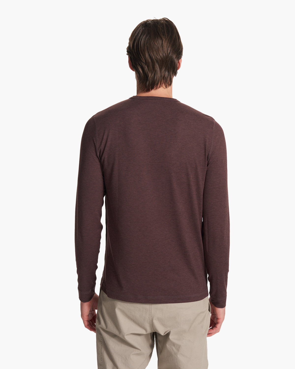 Long-Sleeve Ease Performance Henley | Mahogany Heather
