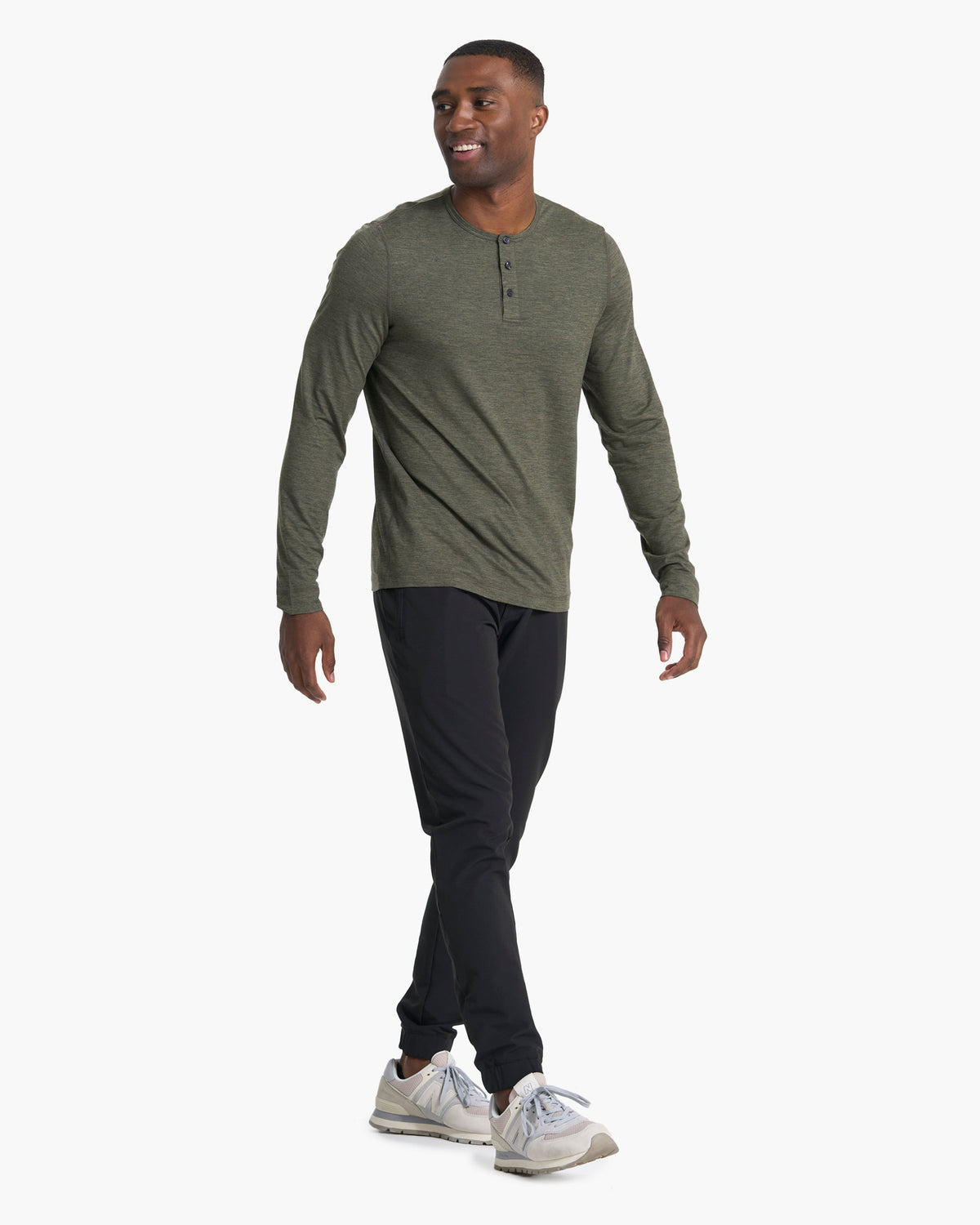 Long-Sleeve Ease Performance Henley | Oregano Heather