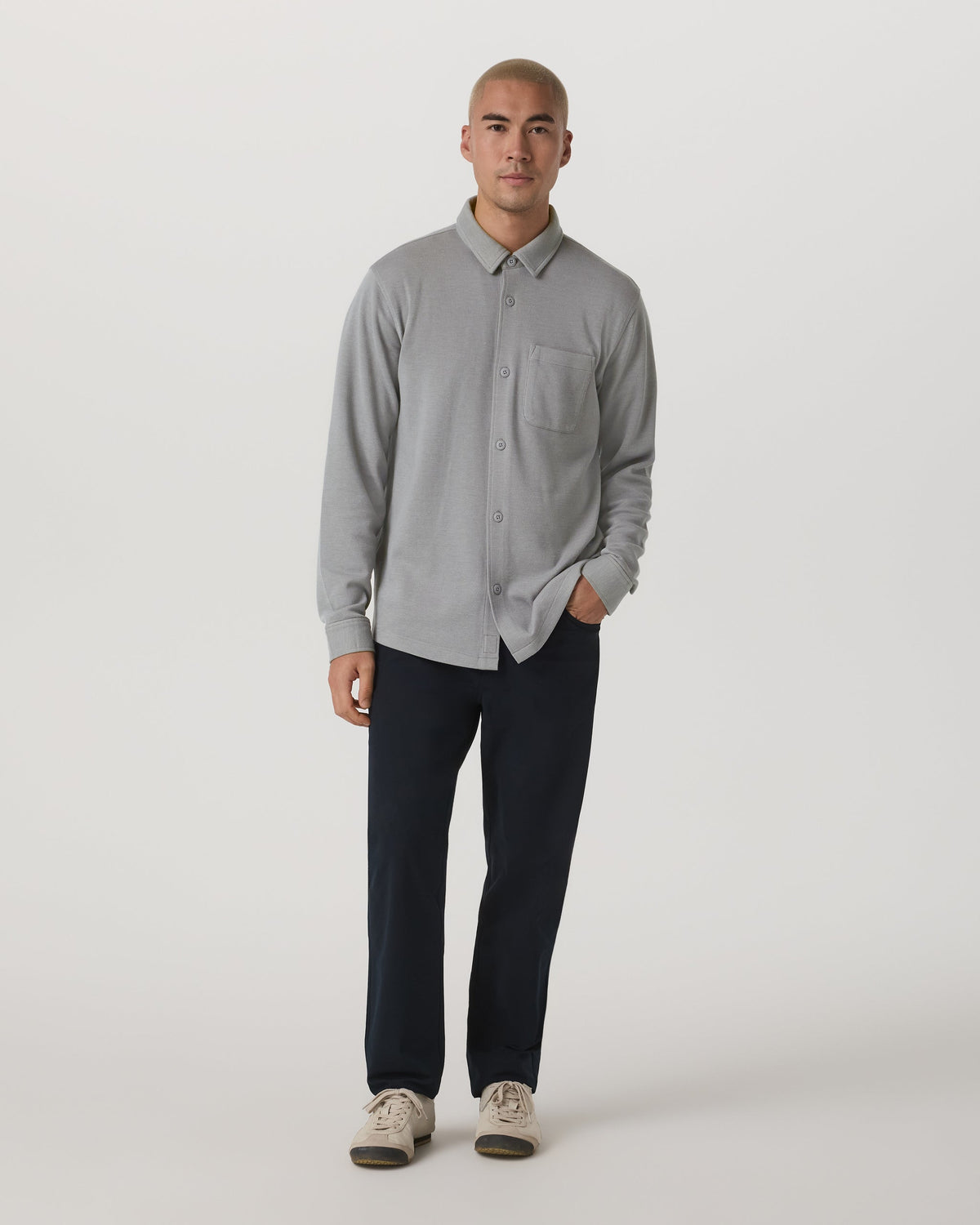 Long Sleeve Jeffreys Button Down Overshirt | Grey
