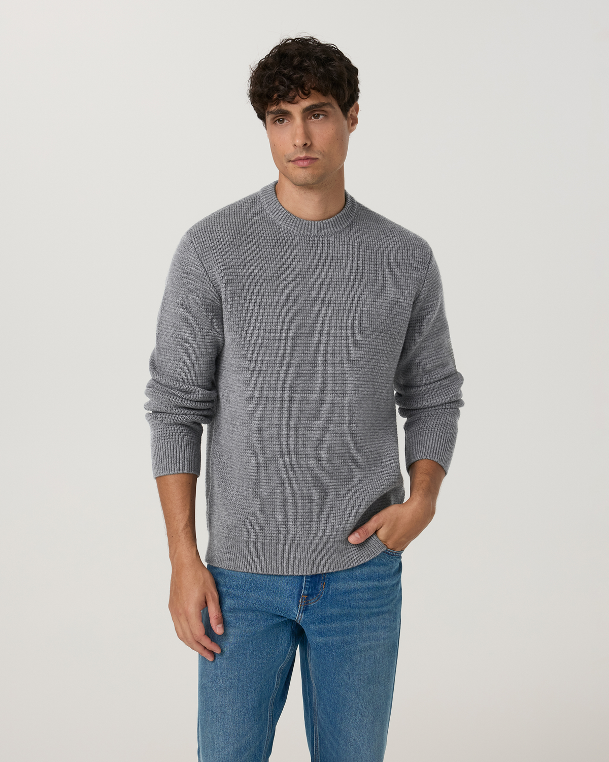 Denver Waffle Crew Sweater | Heather Grey