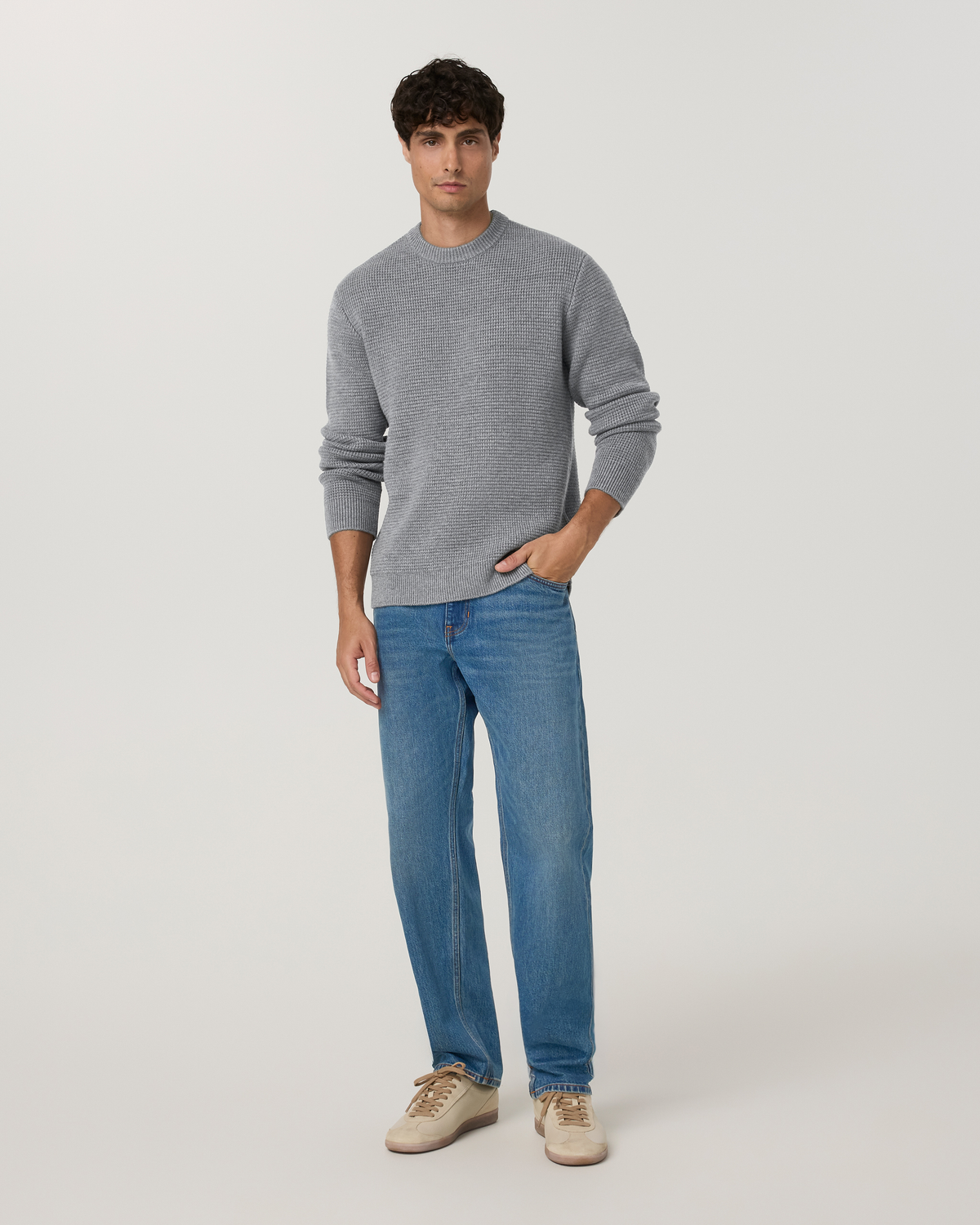 Denver Waffle Crew Sweater | Heather Grey