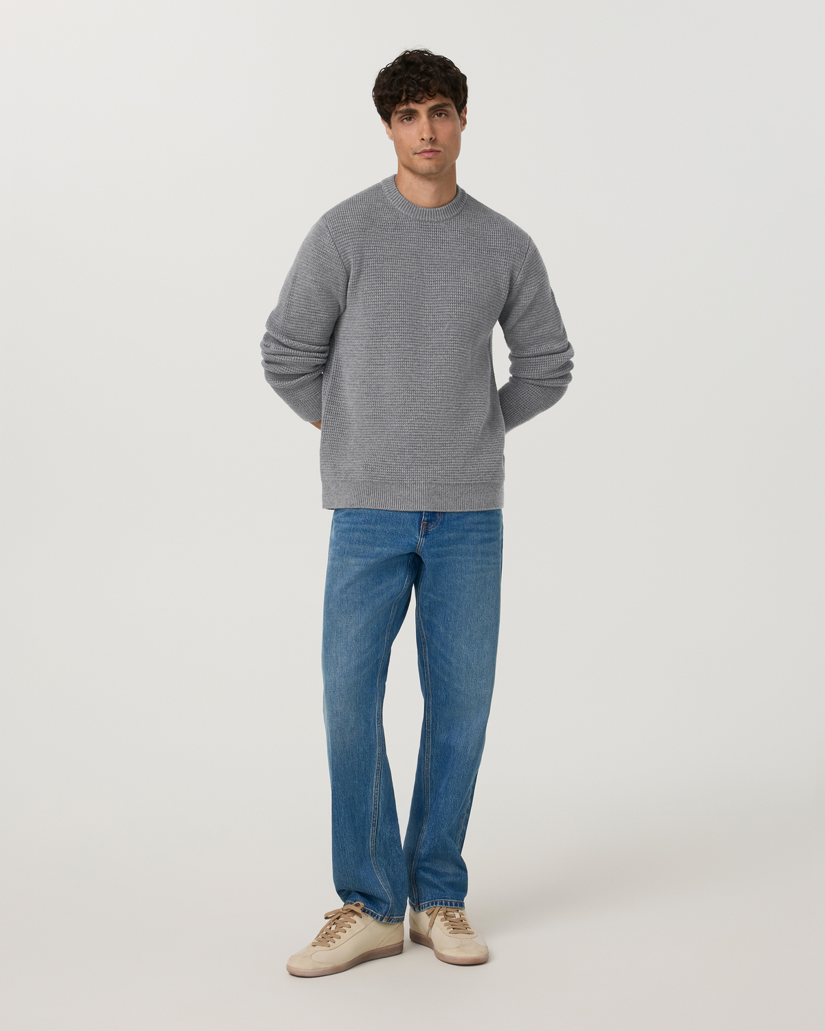 Denver Waffle Crew Sweater | Heather Grey