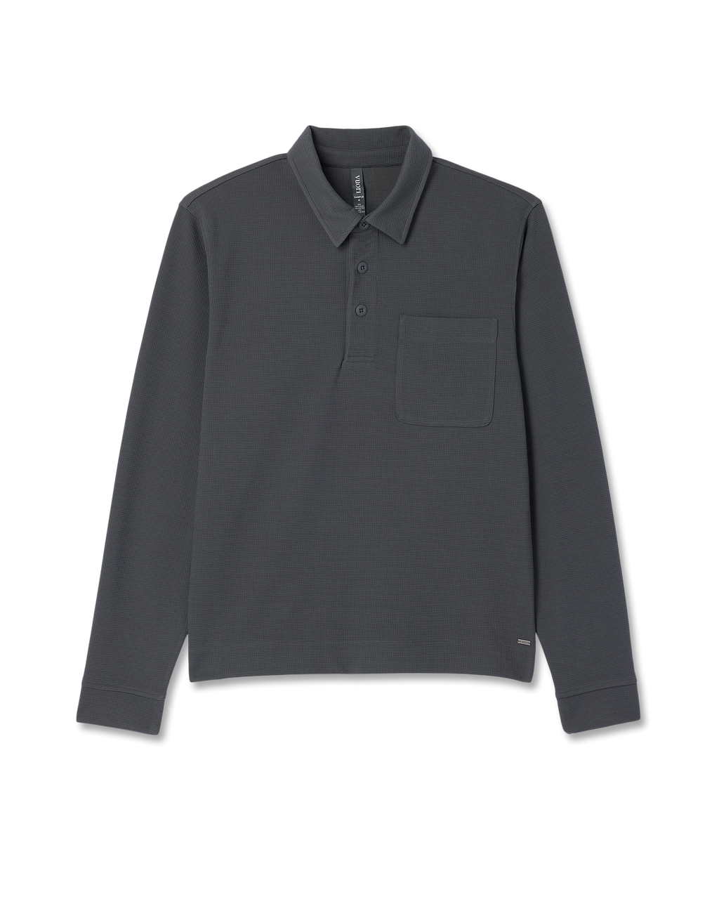 Long Sleeve Waffle Polo | Dark Pewter