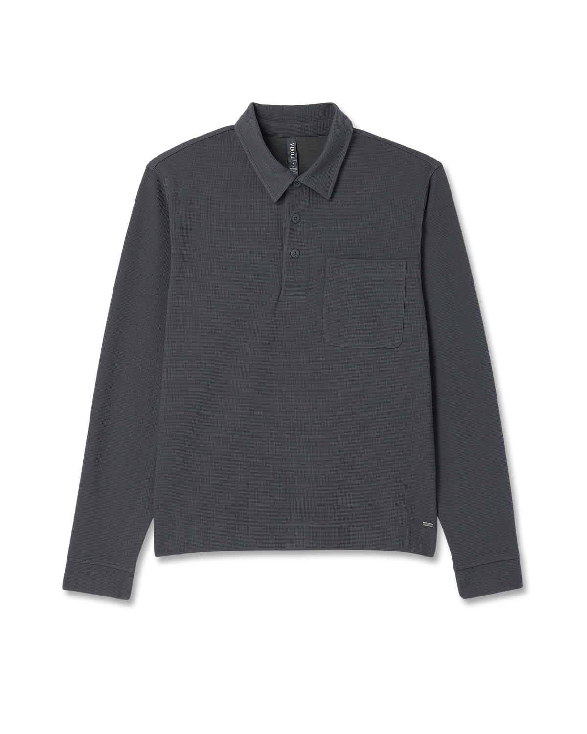 Long Sleeve Waffle Polo | Dark Pewter