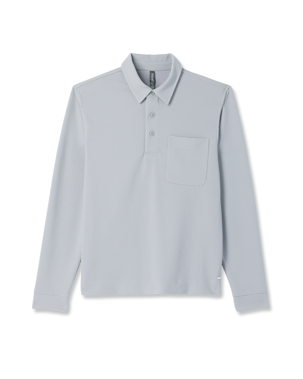 Long Sleeve Waffle Polo | Sea Fog