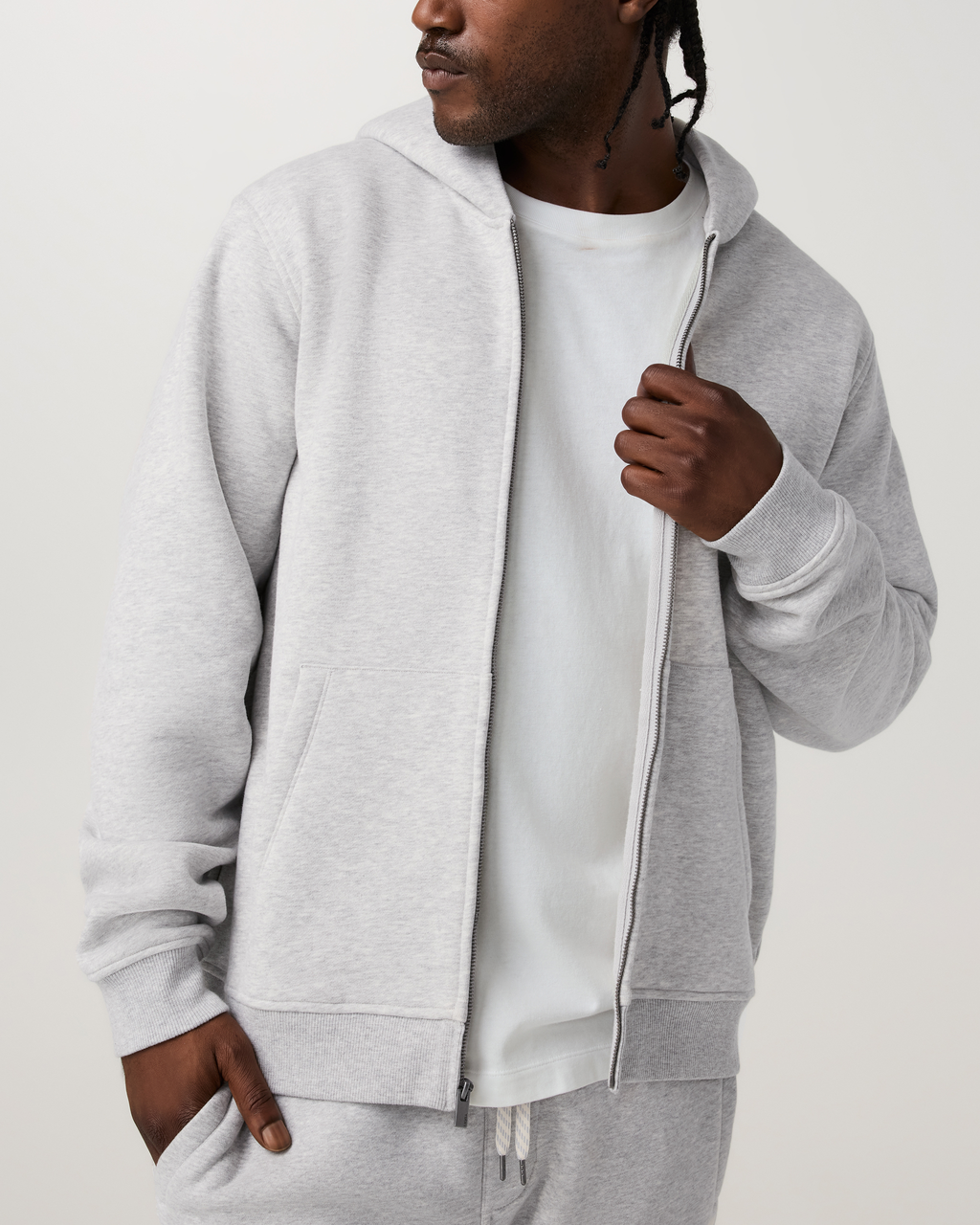 Seaside Full Zip Hoodie | Light Heather Grey